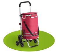 Juskys carrello portaspesa 3in1 per le scale - 56 L, moderno e pieghevole - carrello saliscale per la spesa - carrello montascale e sacco - carrello rosso