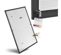 Juskys Zanzariera con telaio in alluminio 80 x 100 cm - Protezione contro insetti e zanzare per finestre da appendere - zanzariera resistente ai raggi UV in grigio