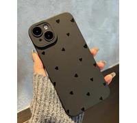 Jusnfu Custodia per iPhone 12, 15,5 cm, Cuori Neri, Custodia Protettiva Antigraffio e Antiurto in Silicone Nero