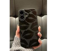 Jusnfu Custodia per iPhone 16 da 6,1 pollici 2024, estetica con labbra e baci, custodia per telefono per donne, ragazze, uomini, cover protettiva sottile in silicone per iPhone 16, labbra nere baci
