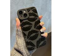 Jusnfu per iPhone 13 Custodia 15,5 cm 2021, Custodia Estetica con Stampa di Labbra e Baci per Donne Ragazze Uomini, Cover Protettiva in Silicone Sottile per iPhone 13, Labbra Nere e Baci
