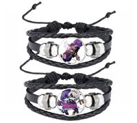 JUSONGKWCP 2 Pcs Murder Uzi Drone Bracelet, Bigiotteria Intrecciata in Pelle Multistrato, Accessori Per Cosplay Di Murders Drone Uzi J N V Figure (Nero-4)