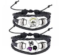 JUSONGKWCP 2 Pcs Murder Uzi Drone Bracelet, Bigiotteria Intrecciata in Pelle Multistrato, Accessori Per Cosplay Di Murders Drone Uzi J N V Figure (Nero-5)