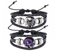 JUSONGKWCP 2 Pcs Murder Uzi Drone Bracelet, Bigiotteria Intrecciata in Pelle Multistrato, Accessori Per Cosplay Di Murders Drone Uzi J N V Figure (Nero-3)