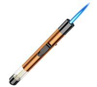 Juspota 19cm Accendino Jet Flame, Accendino Antivento Regolabile, Accendino a Gas Butano Ricaricabile, Accendigas, Accendino Lungo, Arancia (Venduto senza Gas)