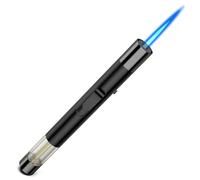 Juspota 19cm Accendino Jet Flame, Accendino Antivento Regolabile, Accendino a Gas Butano Ricaricabile, Accendigas, Accendino Lungo, Nero (Venduto senza Gas)