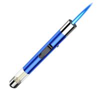 Juspota Accendino Jet Flame 19cm - Antivento Regolabile, Gas Butano Ricaricabile, Accendigas Lungo, Blu (Venduto Senza Gas)