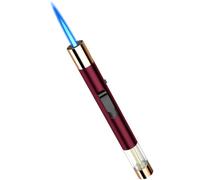 Juspota Accendino Jet Flame, Antivento Regolabile, a Gas Butano Ricaricabile, Lungo, Rosso (Venduto senza Gas)