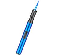 Juspota Accendino tempesta al butano ricaricabile, 19 cm, con getto a fiamma, antivento, bloccabile con gas, bastone blu (venduto senza gas)