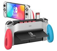 JUSPRO Custodia con impugnatura compatibile con Nintendo Switch modello OLED, accessori unici progettati impugnatura comoda ed ergonomica con 5 slot per giochi