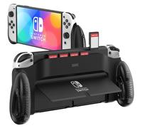JUSPRO Custodia con impugnatura compatibile con Nintendo Switch modello OLED, accessori unici progettati impugnatura comoda ed ergonomica con 5 slot per giochi