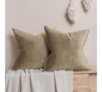 JUSPURBET Copricuscini in Velluto Pietra 40x40 cm Set di 2 per Divano Soggiorno Camera da Letto Decorativi Quadrati Solidi Morbidi con Cerniera Invisibile