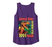 Jusrassic Park Isla Nublar 1993 Tour Poster Canotta, Donna, Viola, XXL
