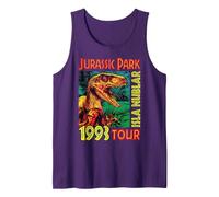 Jusrassic Park Isla Nublar 1993 Tour Poster Canotta, Uomo, Viola, S