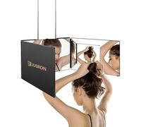 JUSRON Specchio Trucco a 3 Vie, Portatile Specchio a 360 Gradi Capelli, Specchio Makeup a 3 facce Regolabile in Altezza con Gancio Telescopico, Regalo Compleanno Ideale per Donne/Uomini