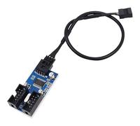 jussming Sdoppiatore di intestazione USB a 9 pin da 1 a 2 porte, scheda di espansione interna USB 2.0 per scheda madre PC, con retro adesivo