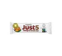 Just 5 Organic Fairtrade Mango & Brasile, 40 g (confezione da 18)