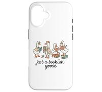 Just a Bookish Goose Cute Reading Aesthetic Custodia per iPhone 16