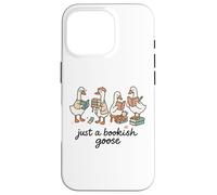 Just a Bookish Goose Cute Reading Aesthetic Custodia per iPhone 16 Pro