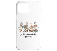 Just a Bookish Goose Cute Reading Aesthetic Custodia per iPhone 16 Pro Max