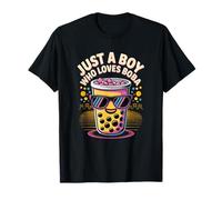 Just a Boy Who Loves Boba Cool Fun Summer Boba Drink Kids Maglietta