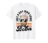 Just a Boy Who Loves Boba Cool Fun Summer Boba Drink Kids Maglietta