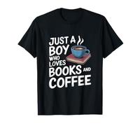 Just a Boy Who Loves Books Coffee Bookworm Book Reader Maglietta