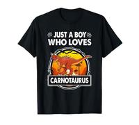 Just A Boy Who Loves Carnotaurus Funny Dinosaur Prehistoric Maglietta