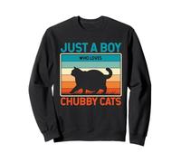Just A Boy Who Loves Chubby Cats Retro Tramonto Felpa