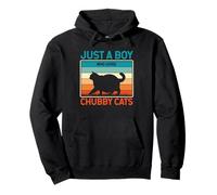 Just A Boy Who Loves Chubby Cats Retro Tramonto Felpa con Cappuccio
