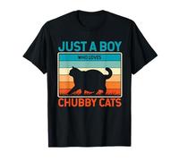 Just A Boy Who Loves Chubby Cats Retro Tramonto Maglietta