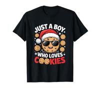 Just A Boy Who Loves Cookies Christmas Cookie Lover Kid Boy Maglietta