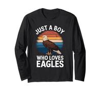 Just a Boy Who Loves Eagles Retro Style Ragazzi Bambini Aquila Maglia a Manica