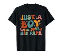 Just A Boy Who Loves His Papa Padre E Figlio Fathers Day Maglietta