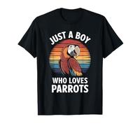 Just A Boy Who Loves Pappagalli Pappagallo colorato Uccello Vintage Maglietta