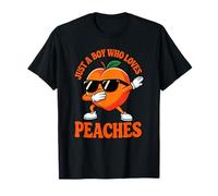 Just a Boy Who Loves Peaches Dabbing Peach Teen Boys Kid Maglietta