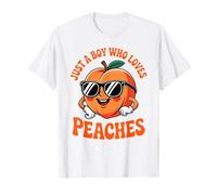Just a Boy Who Loves Peaches Peach Teen Boys Toddler Kid Maglietta