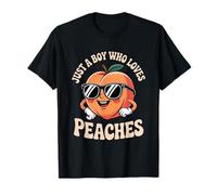 Just a Boy Who Loves Peaches Peach Teen Boys Toddler Kid Maglietta