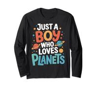 Just A Boy Who Loves Planets Cute Space Astronomy Art Maglia a Manica