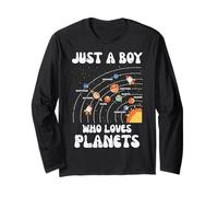 Just A Boy Who Loves Planets Space Galaxy Boys Bambino Maglia a Manica