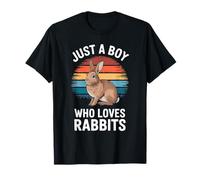 Just A Boy Who Loves Rabbits Nature Fan Bambini Ragazzi Coniglio Maglietta