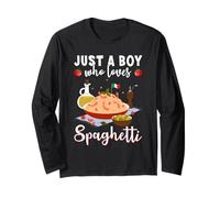 Just a Boy who Loves Spaghetti Italian Food Italian Cuisine Maglia a Manica