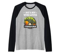 Just A Boy Who Loves Stegosaurus Funny Dinosaur Prehistoric Maglia con Maniche Raglan