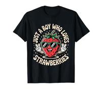 Just a Boy Who Loves Strawberries Strawberry Fruit Boys KDS Maglietta