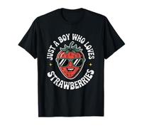 Just a Boy Who Loves Strawberries Strawberry Fruit Boys Kds Maglietta