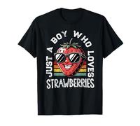 Just a Boy Who Loves Strawberries Strawberry Fruit Boys Kds Maglietta