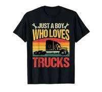 Just A Boy Who Loves Trucks Awesome Big Rig Maglietta