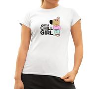 Just A Chill Girl Funny Chill Guy Meme Parody Maglietta da donna in cotone, bianco, S