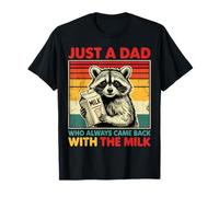 Just a Dad Who Always Came Back with the Milk Retro Raccoon Maglietta