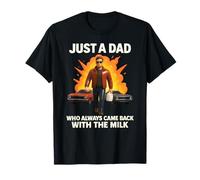 Just A Dad With The Milk Explosion Cool Retro Azione Divertente Maglietta